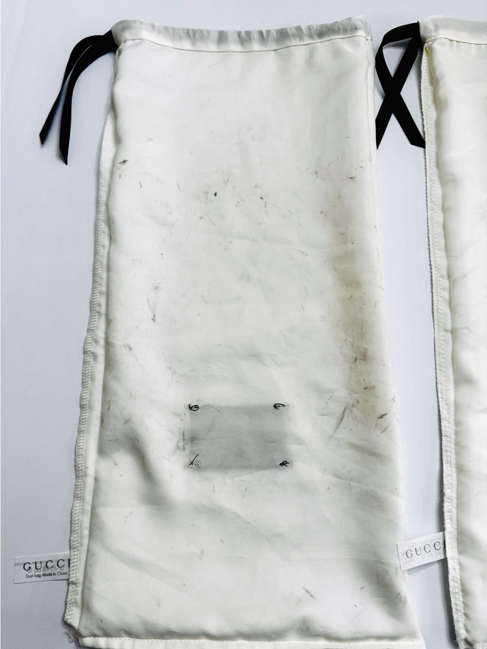 Gucci White Satin Dust Bags Set of 2-Authentic Storage Bag with Drawstring 17x8 - Picture 8 of 14